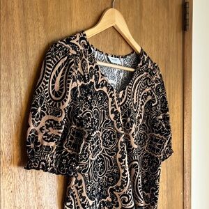 Sussan Black and Tan Paisley Women's Top